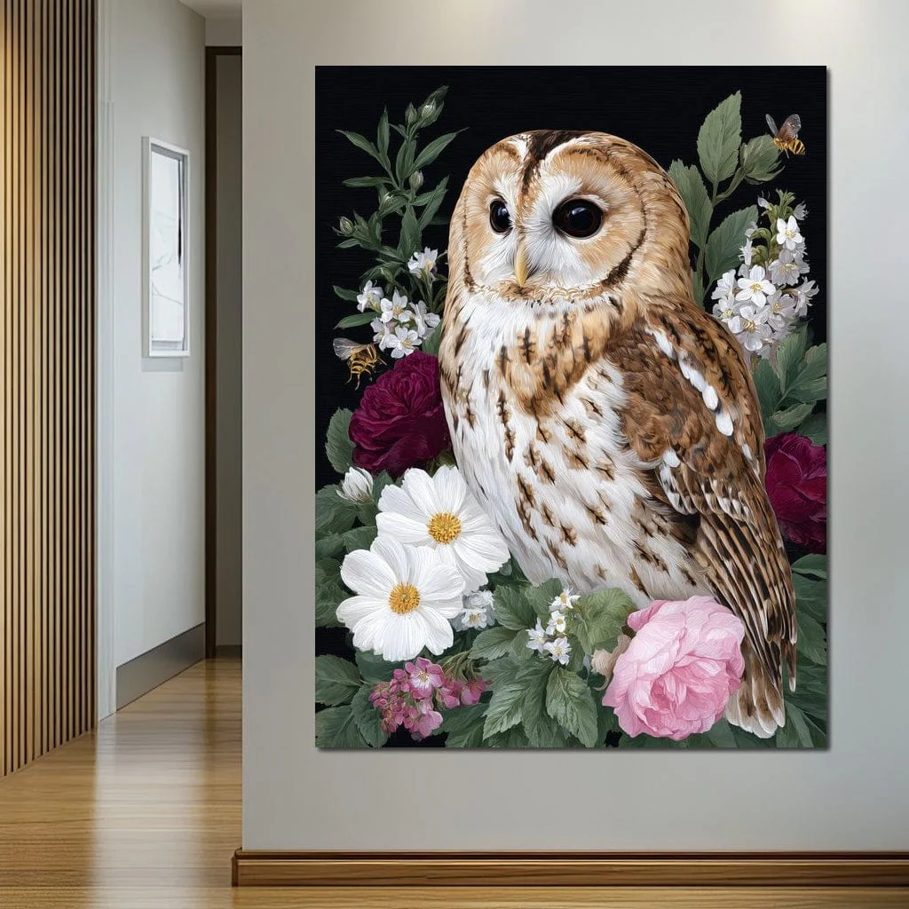 Barn Owl Floral Night Garden - Image 4