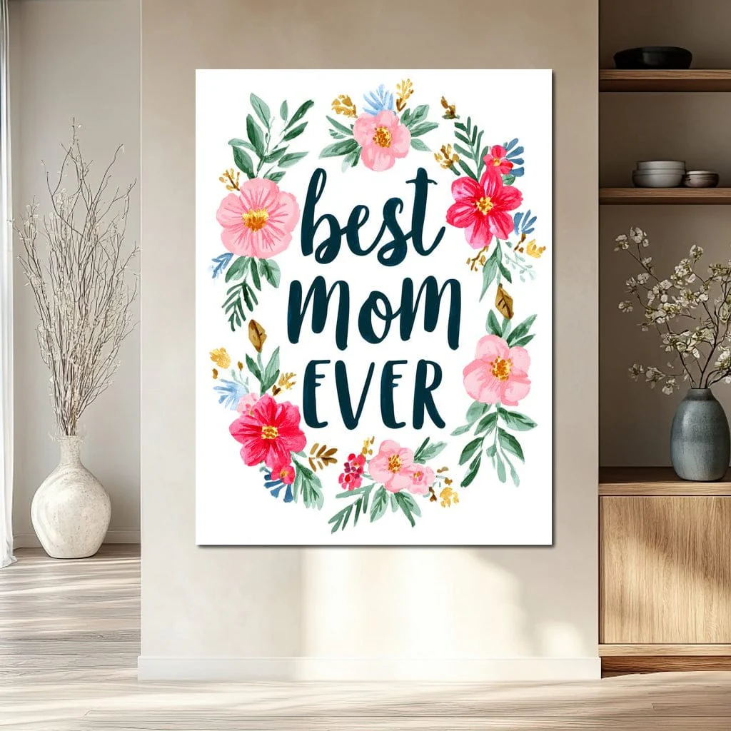 Best Mom Ever Floral Wreath - Image 7