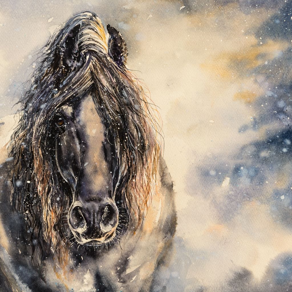 Black Horse in Winter - Image 16