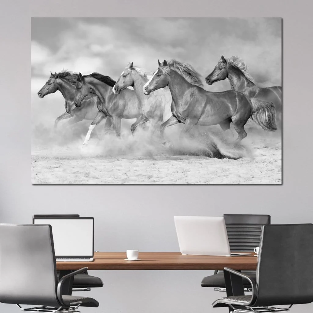 Black & White Horses Herd - Image 3