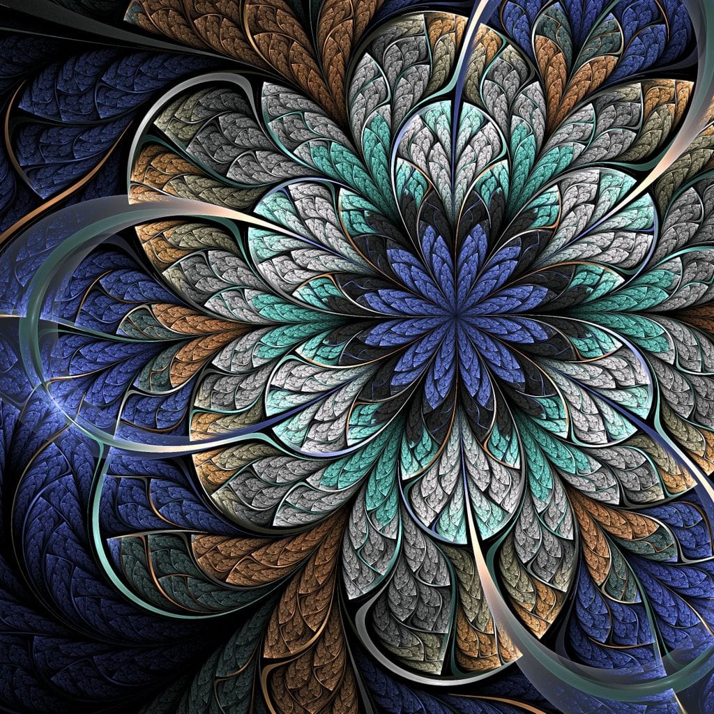 Blue and Gold Fractal Flower - Image 16