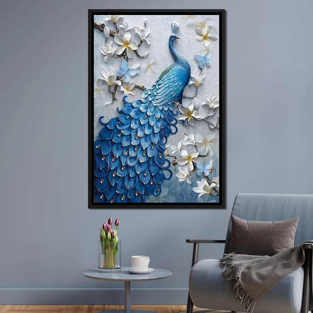 Blue Peacock Flower 1 panel - Image 11