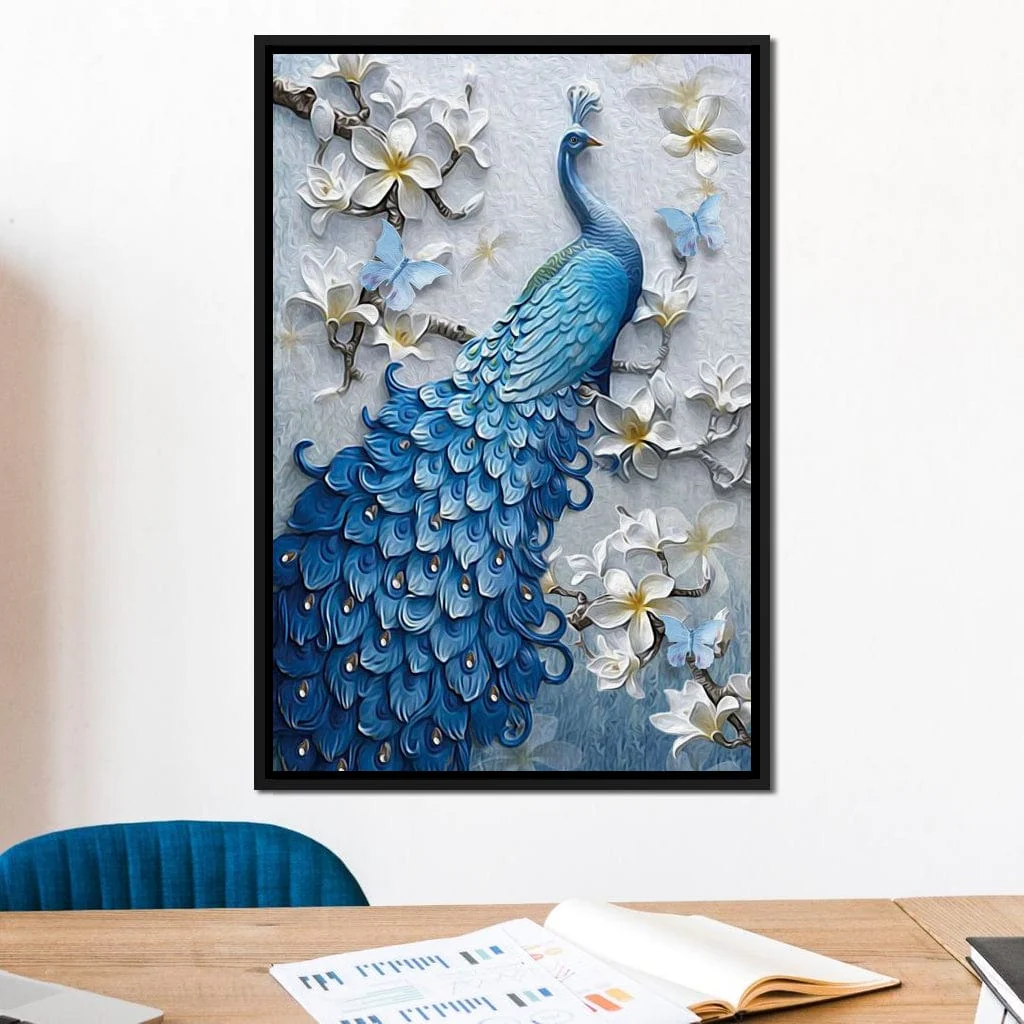 Blue Peacock Flower 1 panel - Image 9