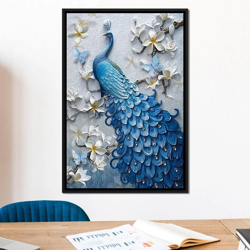Blue Peacock Flower 1 panel Left - Image 8