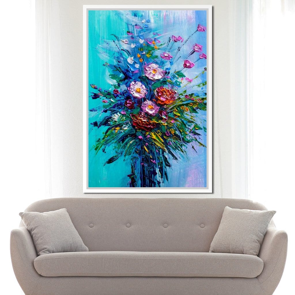 Bouquet of Flowers on Blue Background - Image 13