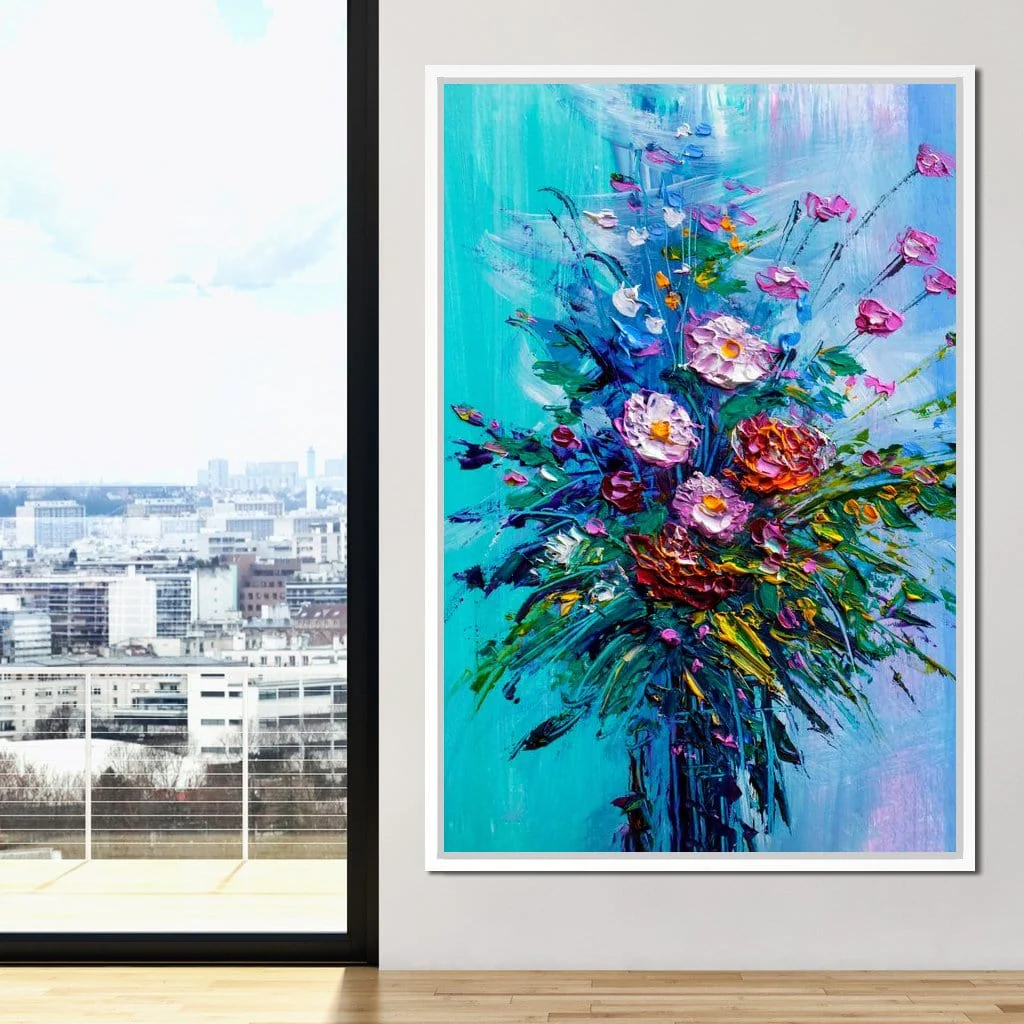 Bouquet of Flowers on Blue Background - Image 15