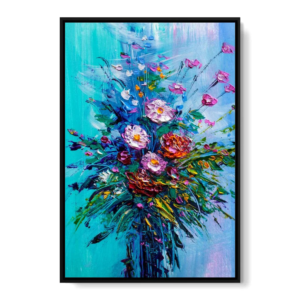 Bouquet of Flowers on Blue Background - Image 19