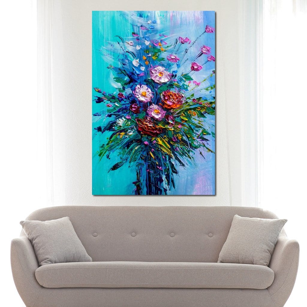 Bouquet of Flowers on Blue Background - Image 3