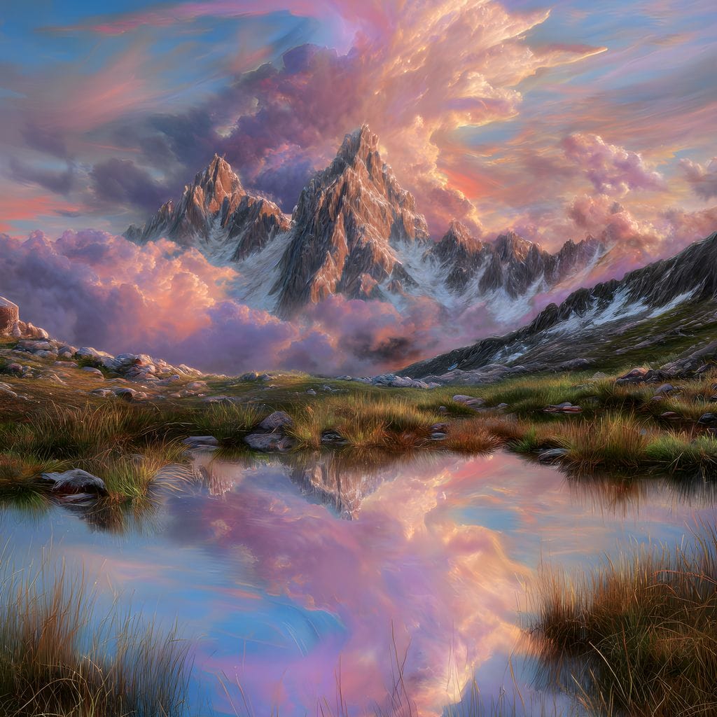 Celestial Peaks Dawn Reflection - Image 14