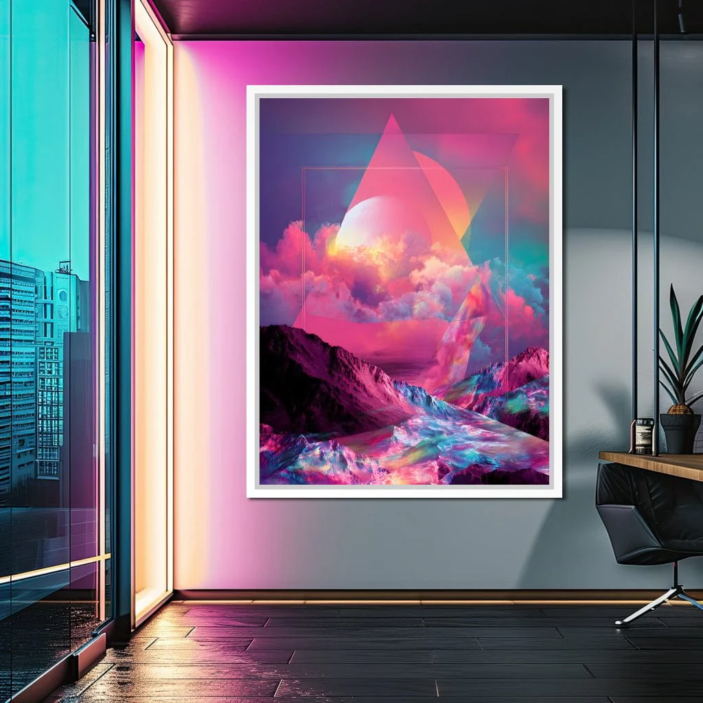 Cosmic Neon Triangle Peaks - Image 4