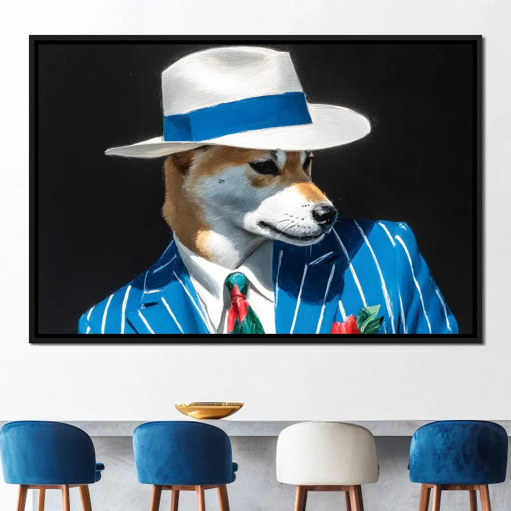 Dapper Canine in Blue Stripes