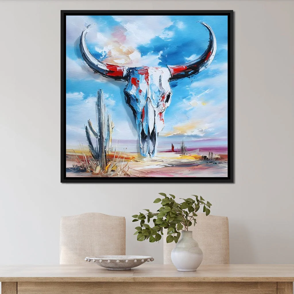 Desert Longhorn Skull Sunrise - Image 2