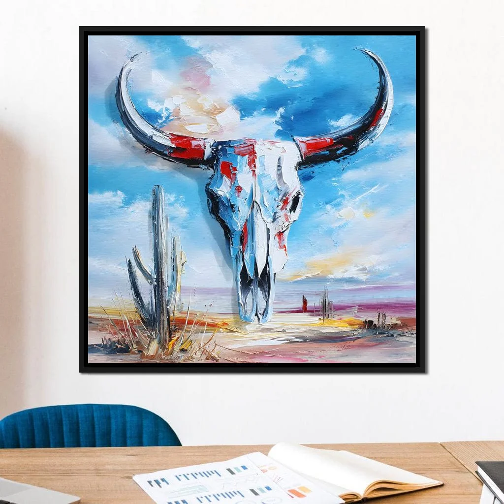 Desert Longhorn Skull Sunrise - Image 4