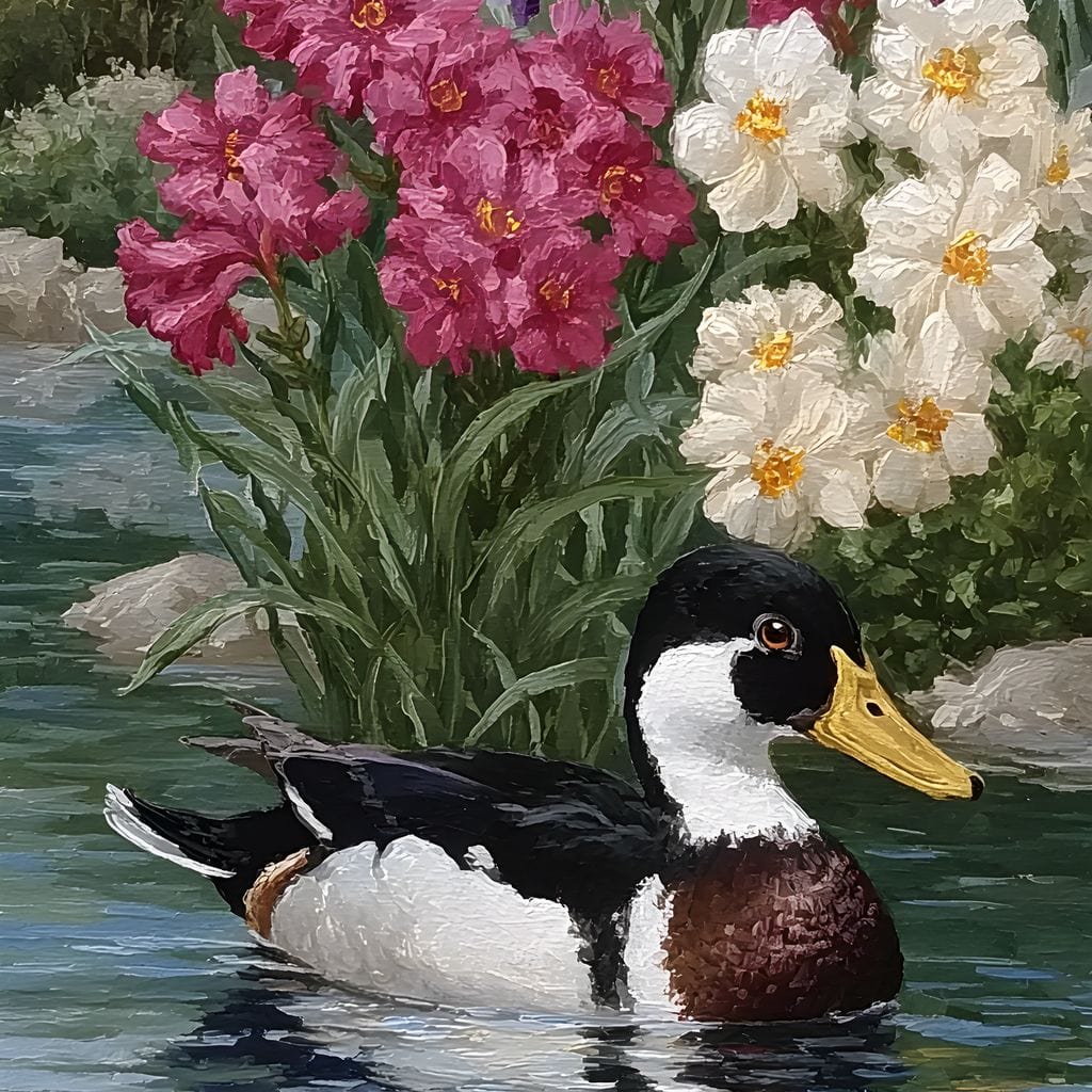 Duck Tranquility Floral Reflection - Image 13