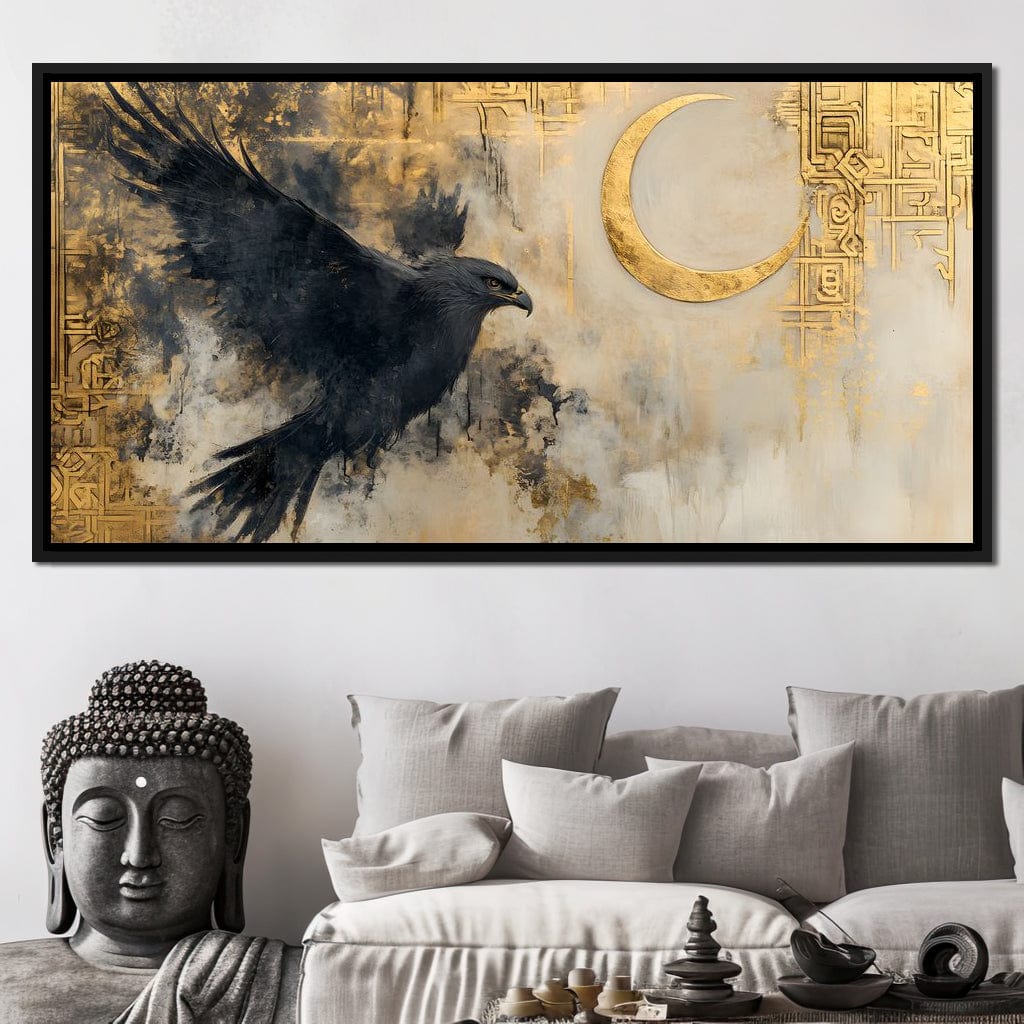 Eagle Soar Under Golden Moon