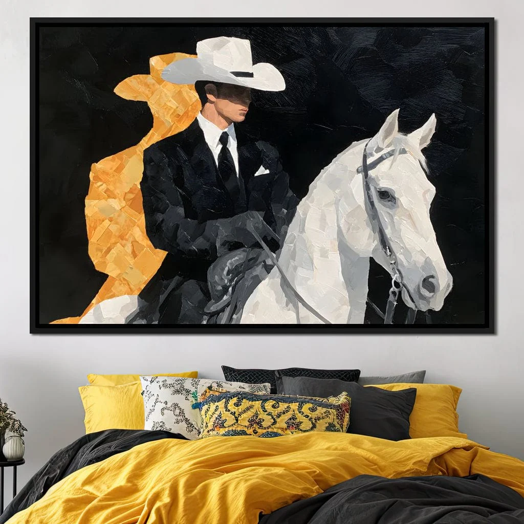 Elegant Cowboy On Ivory Steed