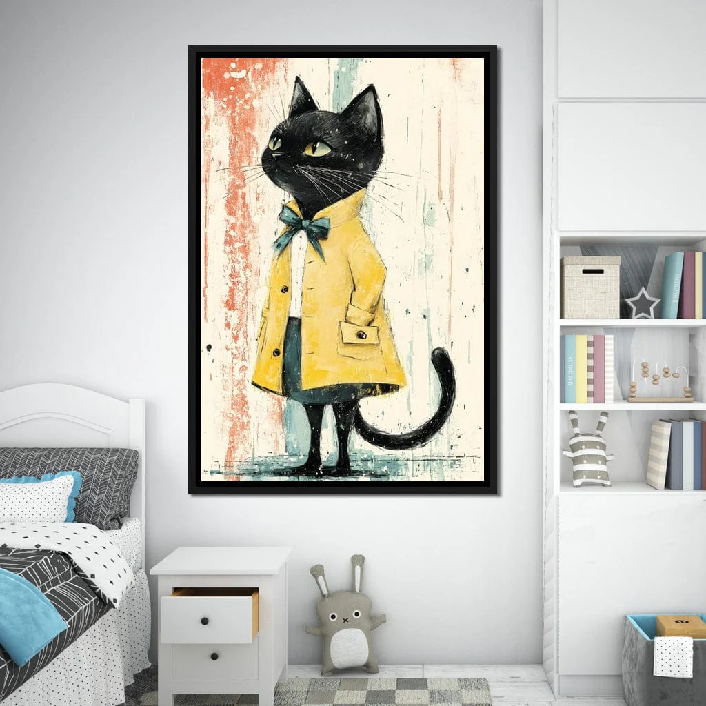 Elegant Feline in Yellow Rain Coat - Image 11