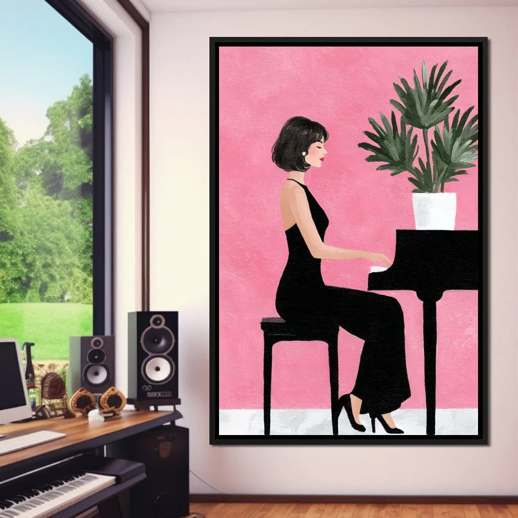 Elegant Pianist On Pink Backdrop - Image 13