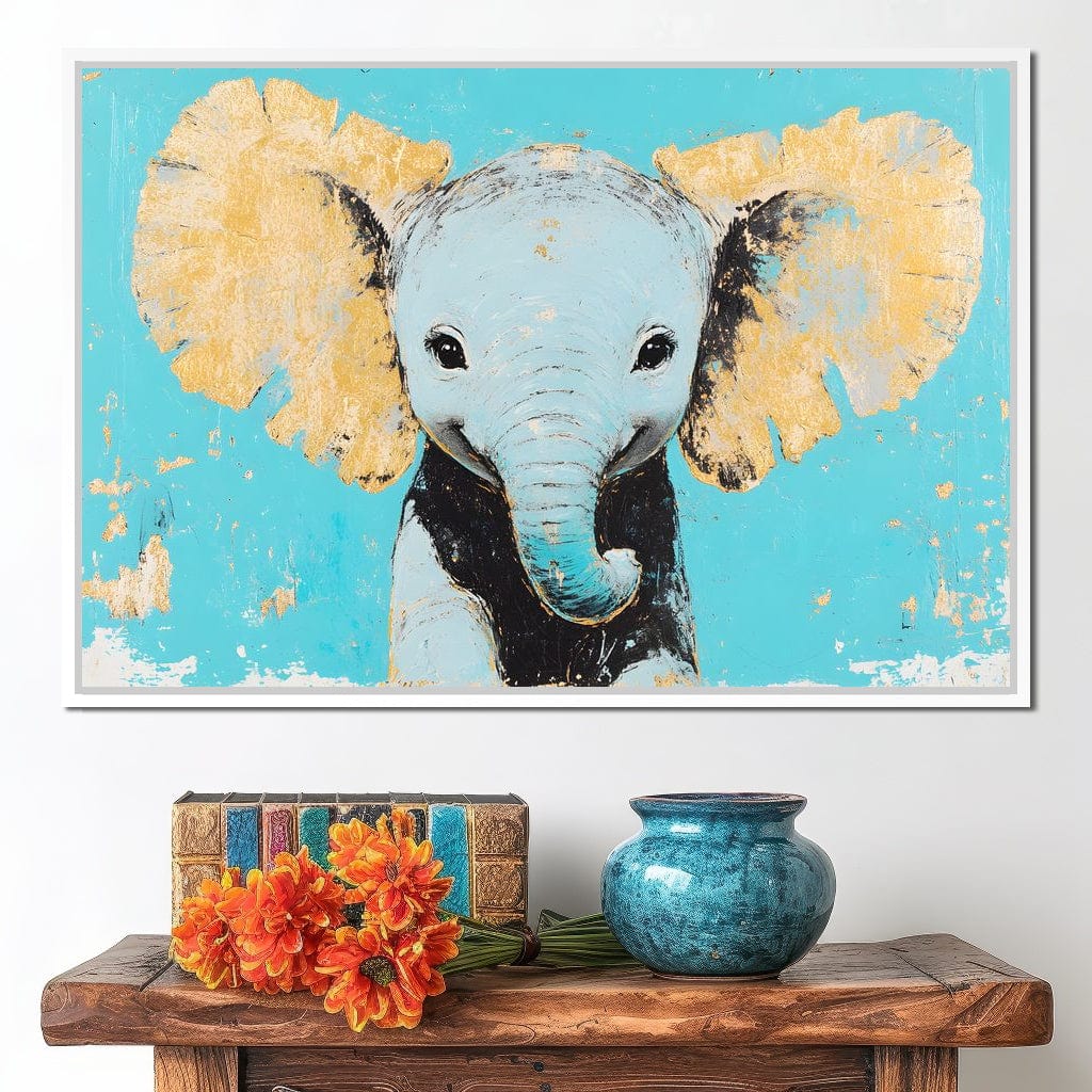 Elephant on Aqua Canvas - Image 12