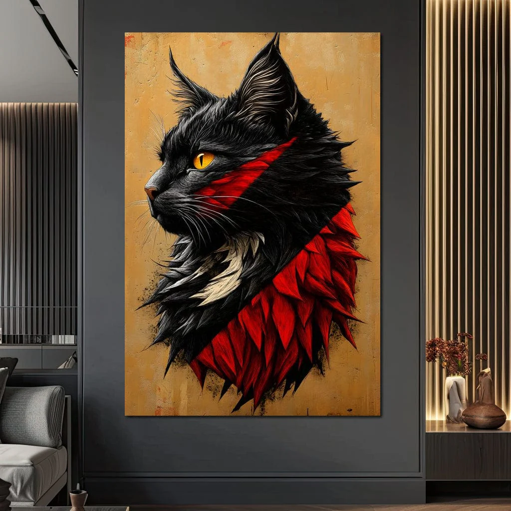Feline Majesty in Red and Black - Image 10