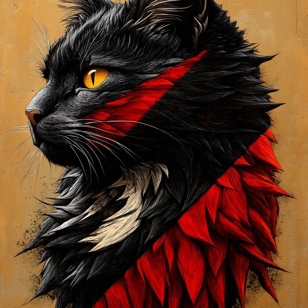 Feline Majesty in Red and Black - Image 13