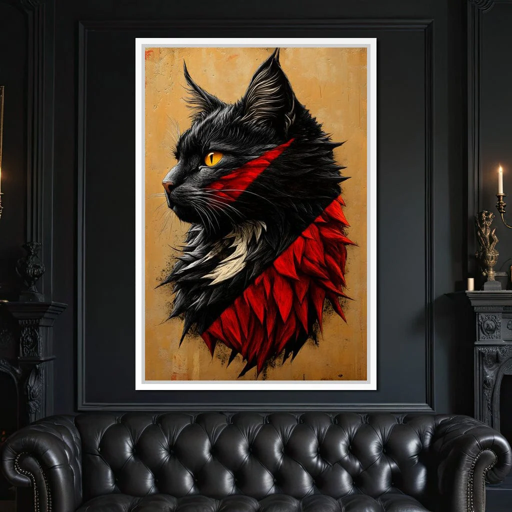 Feline Majesty in Red and Black - Image 4