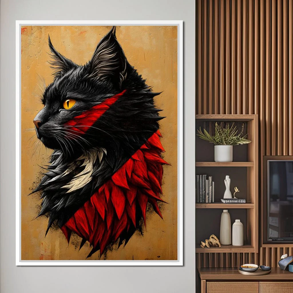 Feline Majesty in Red and Black - Image 5