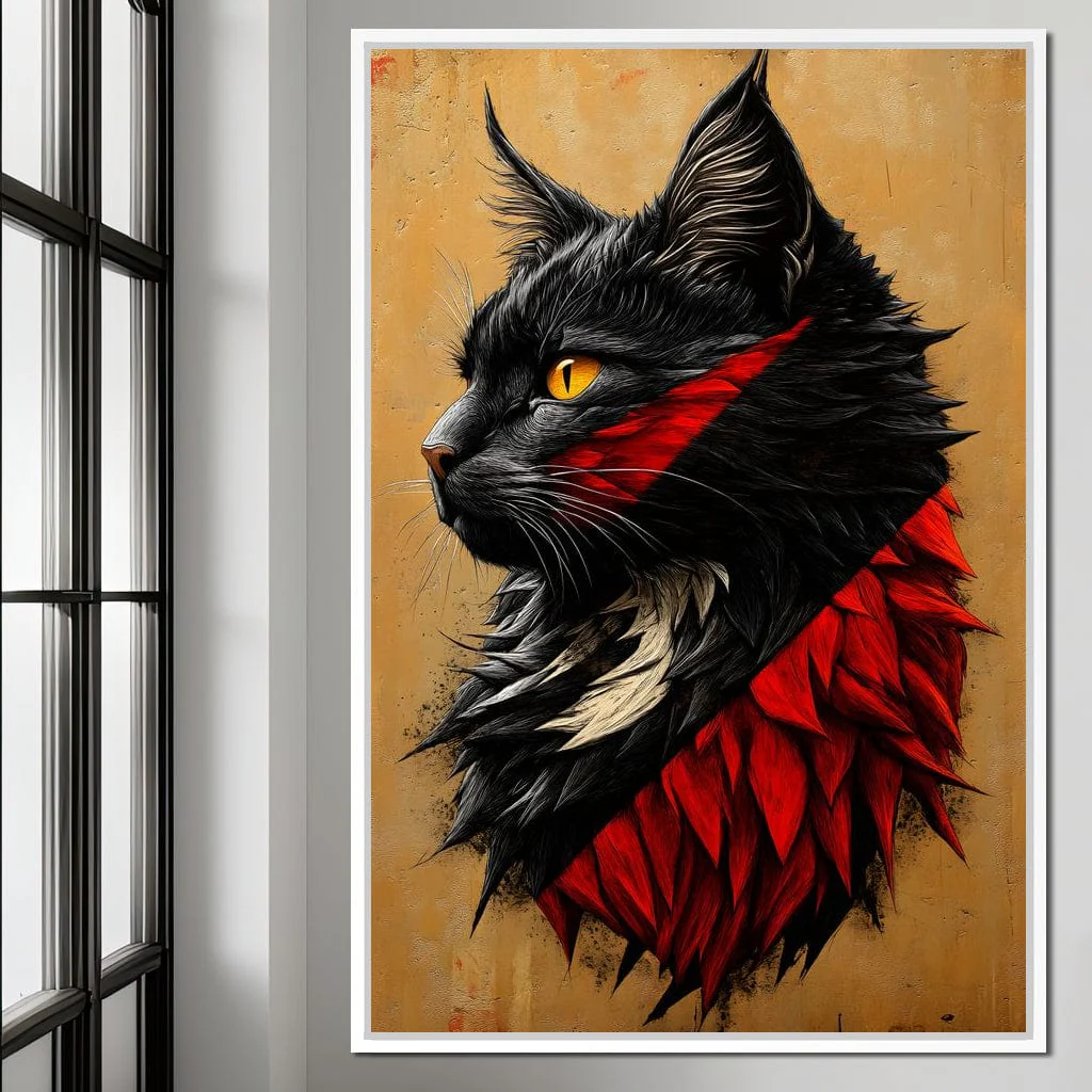 Feline Majesty in Red and Black - Image 6