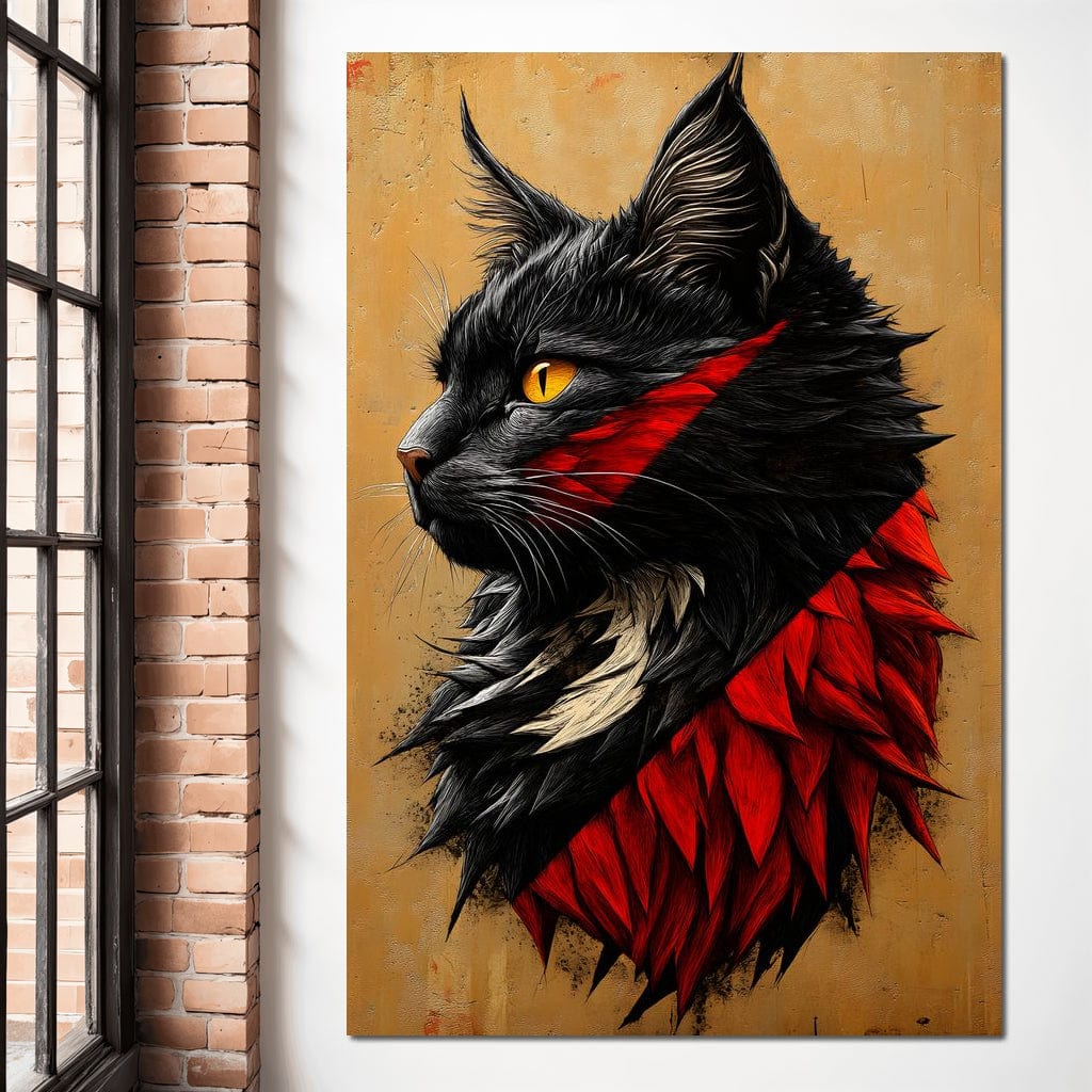 Feline Majesty in Red and Black - Image 8