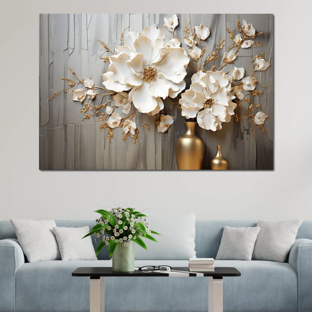 Floral Symphony in a Golden Vase - Image 12