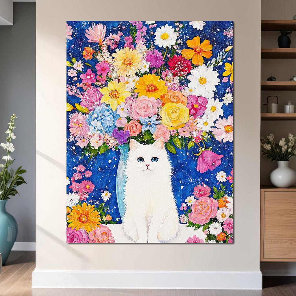 Floral Symphony With Feline - Image 3