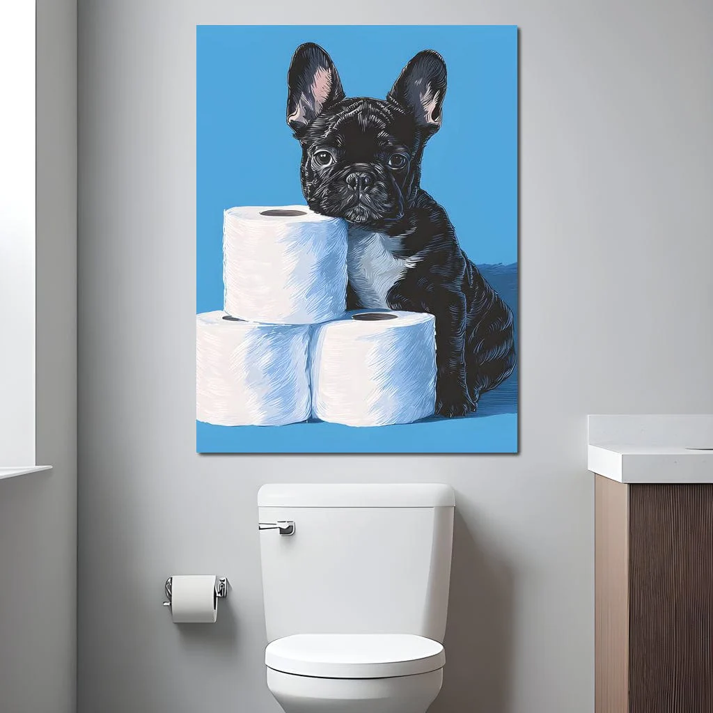 Frenchie Guarding Toilet Rolls - Image 2
