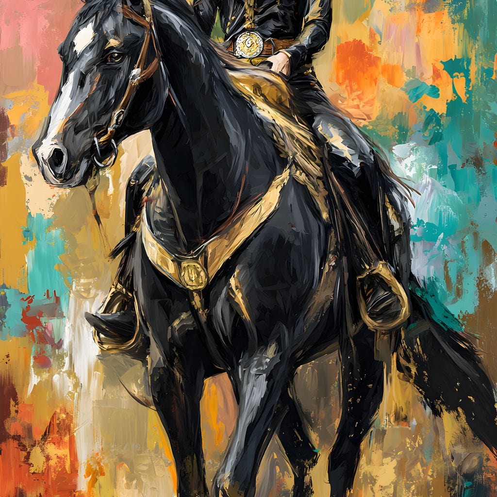 Gallant Cowgirl Riding Midnight - Image 13