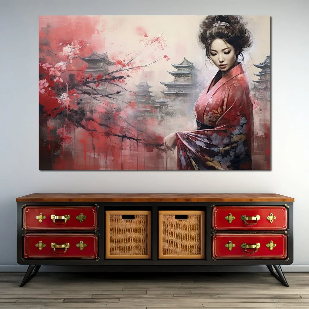 Geisha Amidst Blossoming Hues - Image 8