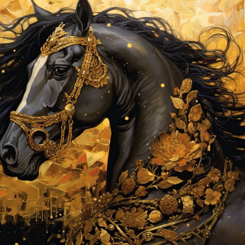 Gilded Black Horse - Image 13