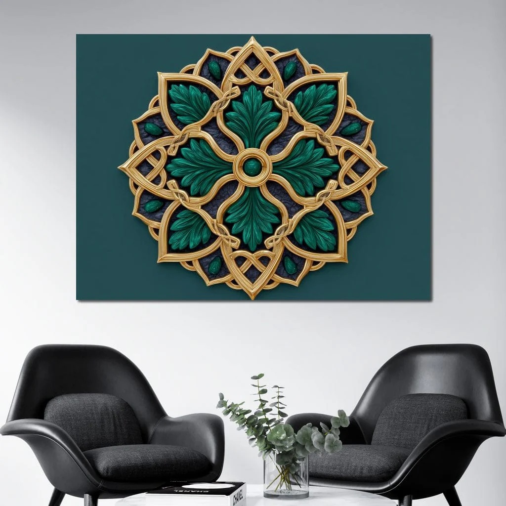 Gilded Emerald Knot Medallion - Image 12