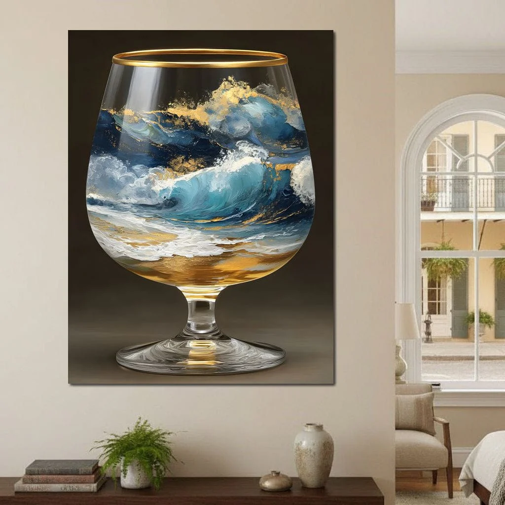 Gilded Ocean Stormglass Scene - Image 4