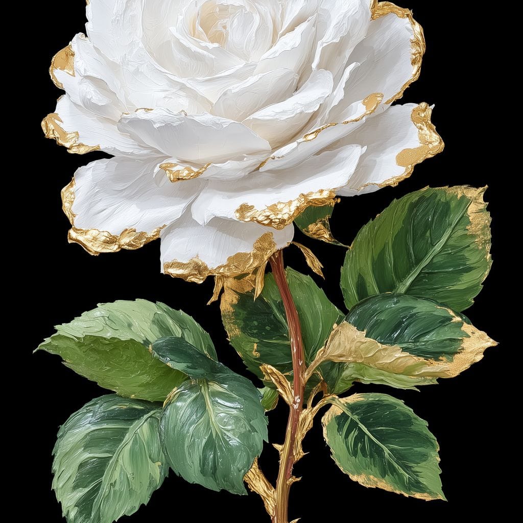 Gilded White Rose Portrait - Image 14