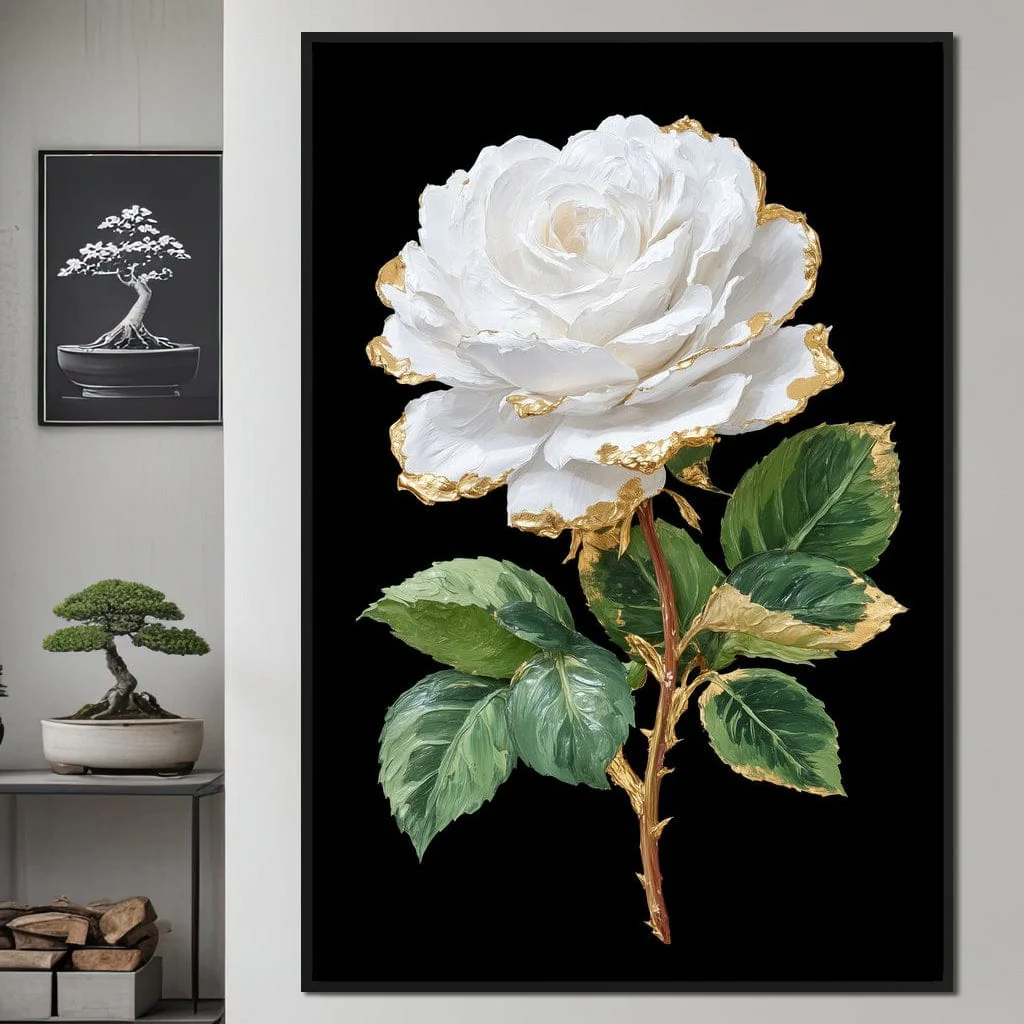 Gilded White Rose Portrait - Image 3