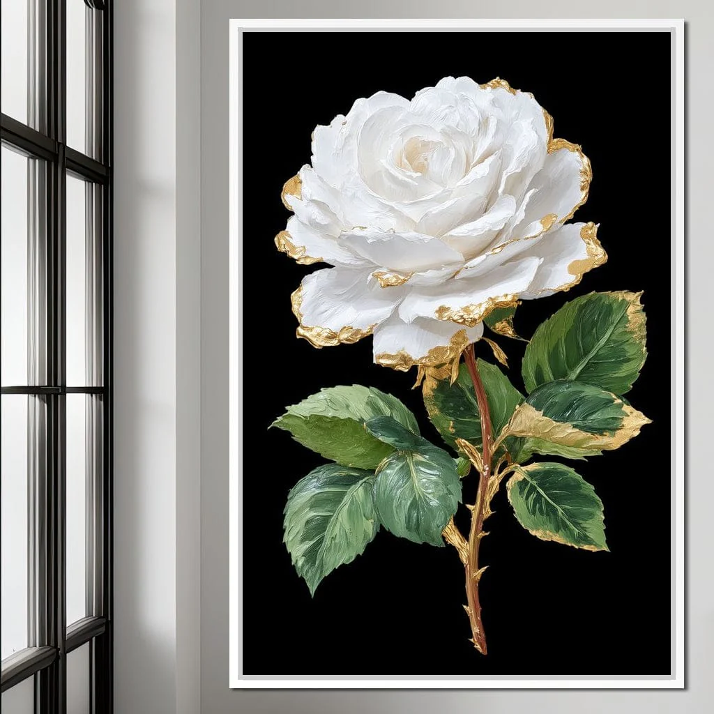 Gilded White Rose Portrait - Image 4