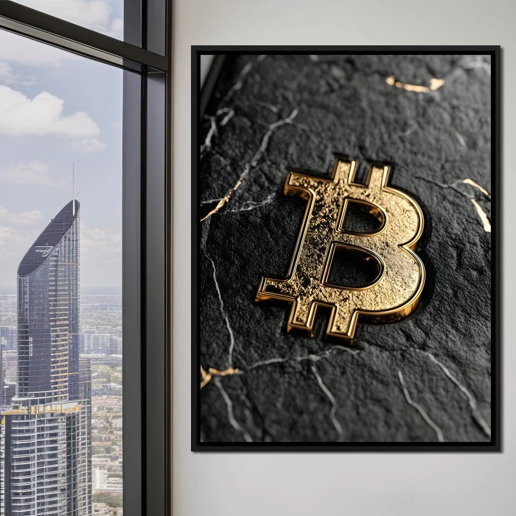 Golden Bitcoin Luxe Marble Icon - Image 3