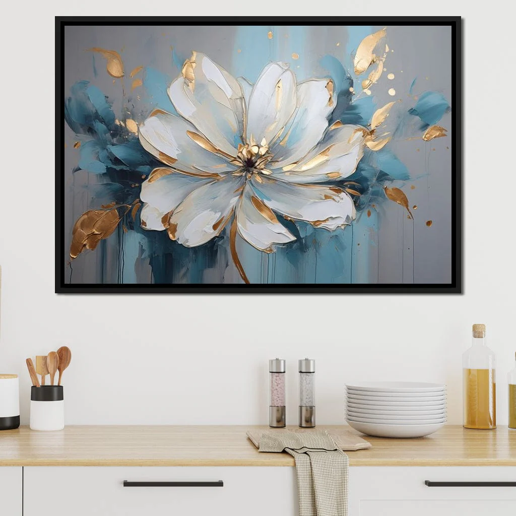 Golden Bloom in Turquoise Dream - Image 3