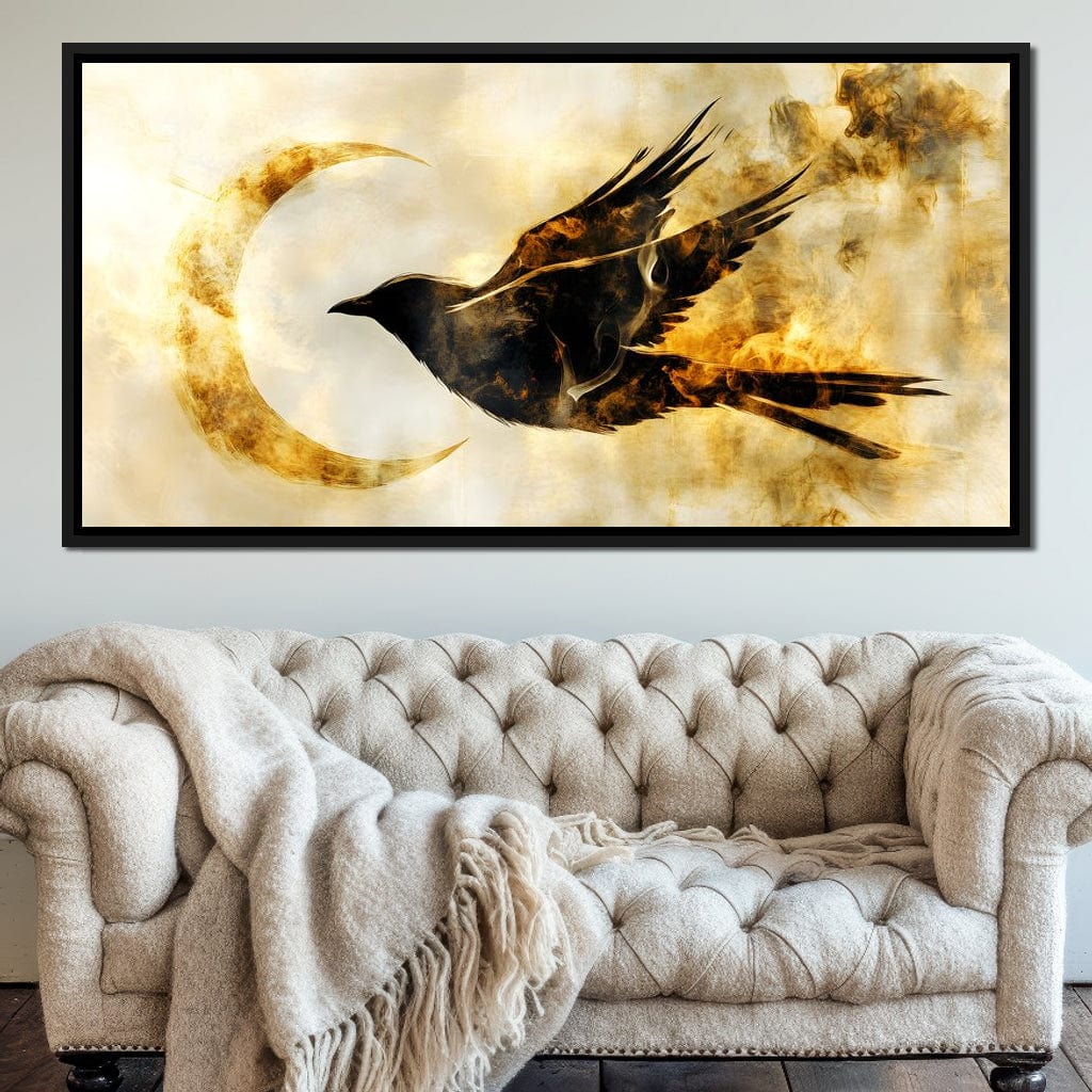 Golden Flight Under Crescent Moon - Image 9
