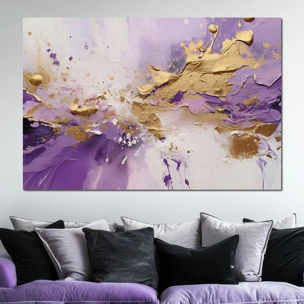 Golden Lavender Abstract Splash - Image 7