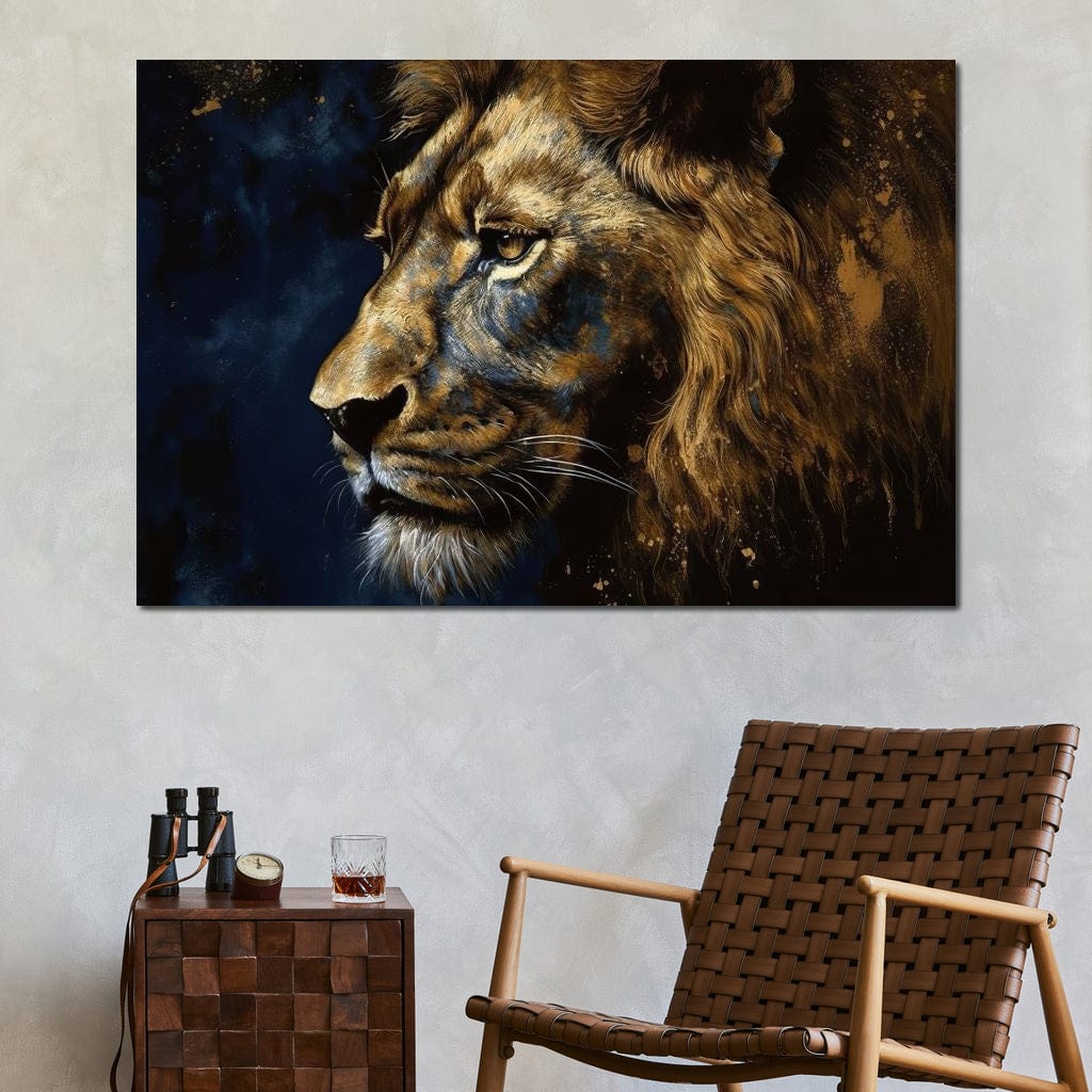 Golden Lion on Blue Background - Image 3