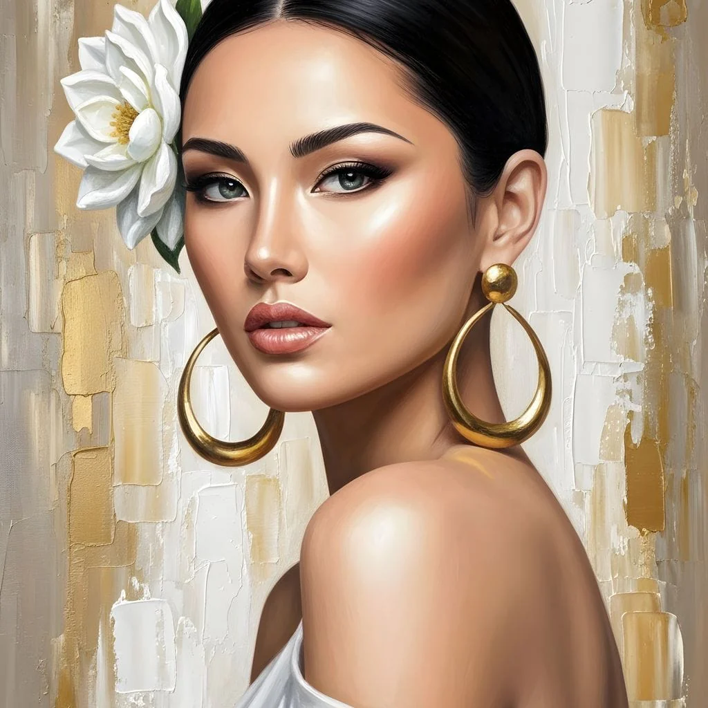 Golden Lotus Beauty Portrait - Image 13