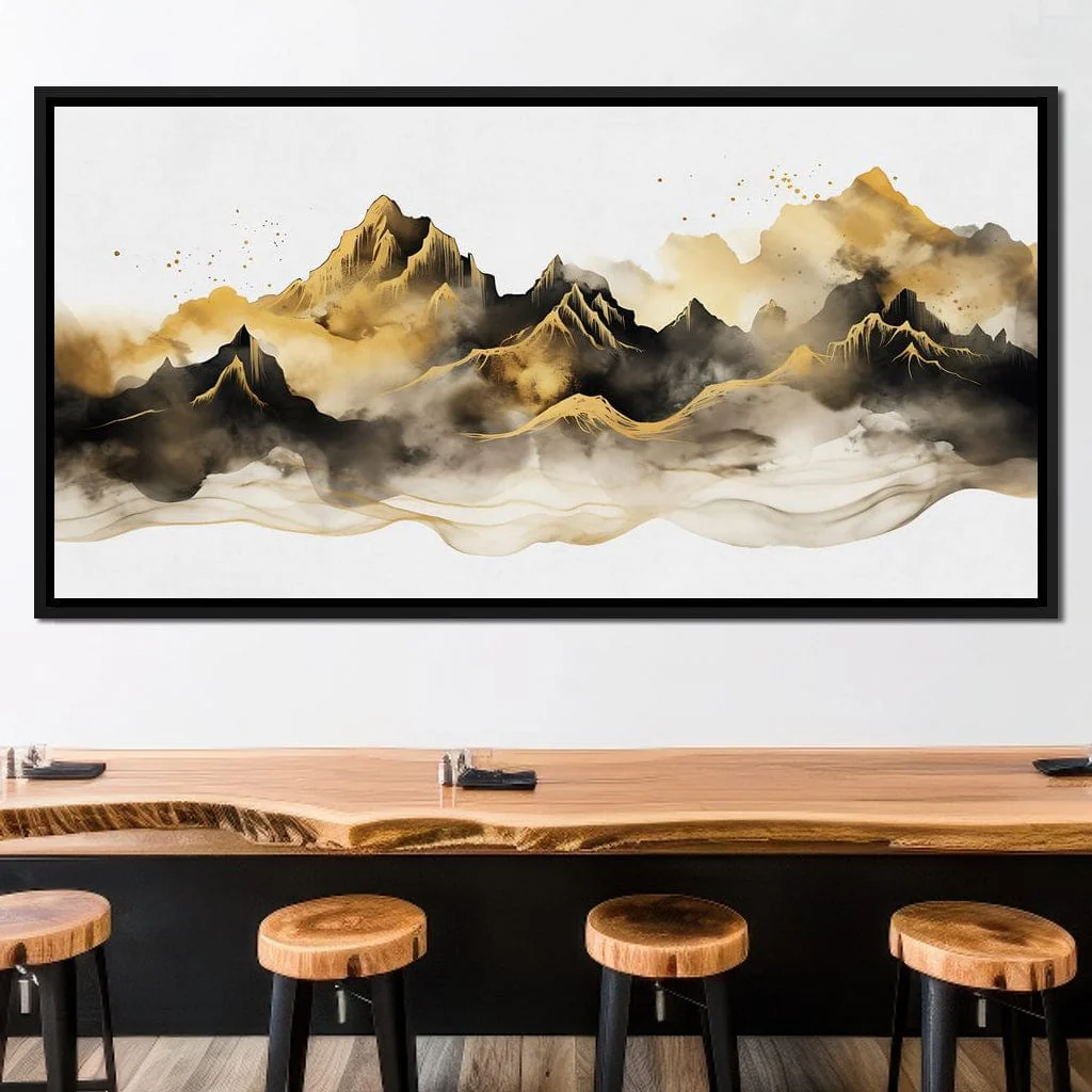 Golden Misty Peaks Panorama - Image 4