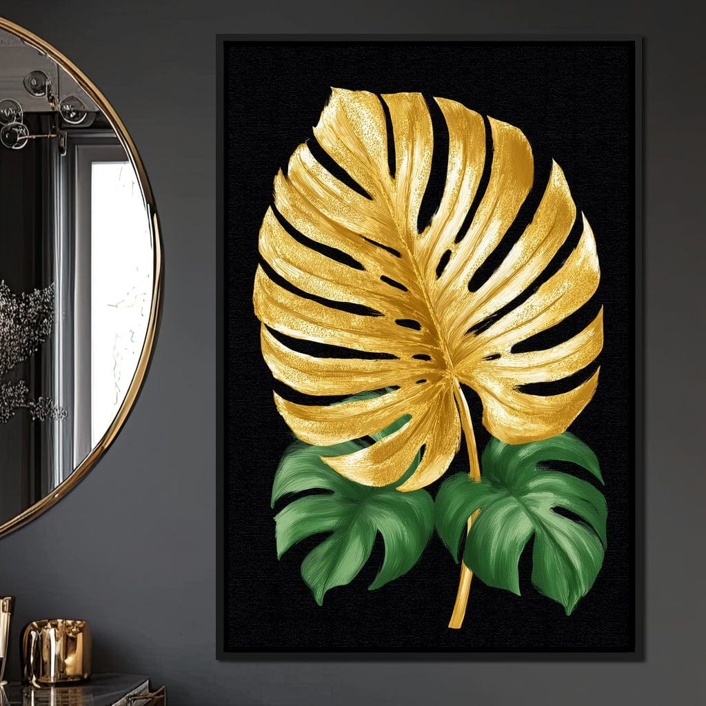 Golden Monstera Leaf Elegance