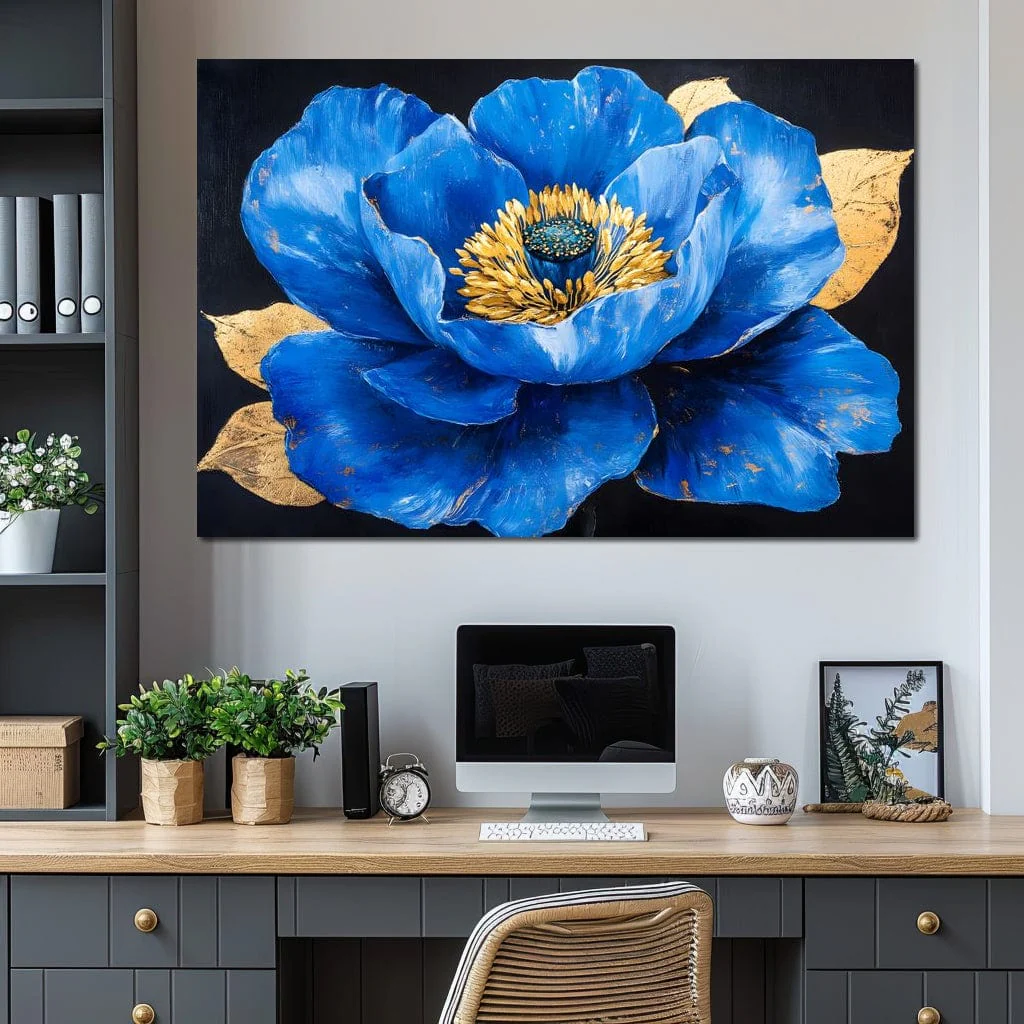 Golden Petal Azure Bloom - Image 6