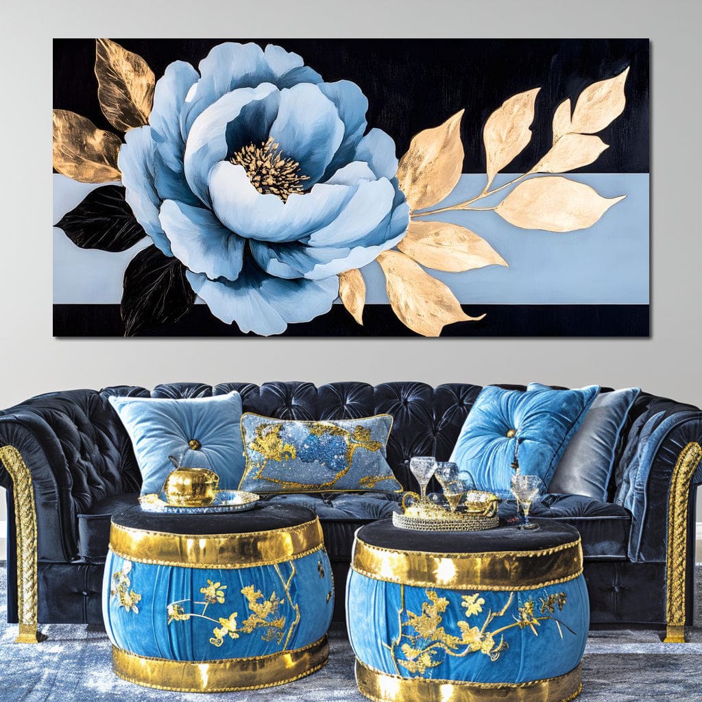 Golden Petals Blue Elegance - Image 8